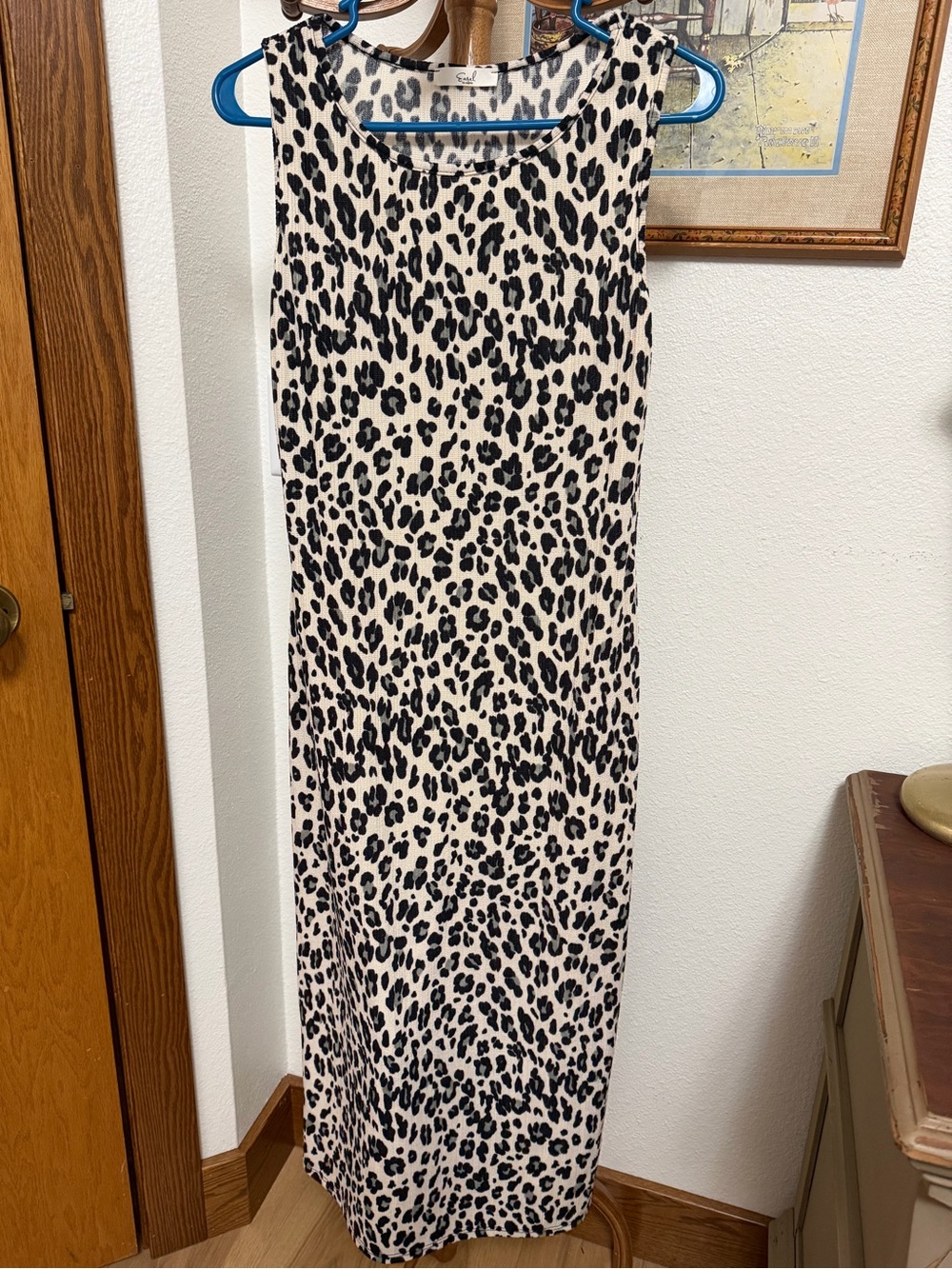 Easel Sleeveless Leopard Print Maxi dress